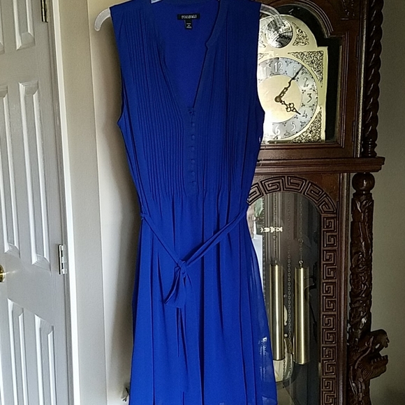 NWT, Roz & Ali, Electric blue dress with tucks, Length 40 Inches, Sz 14 - Picture 12 of 16